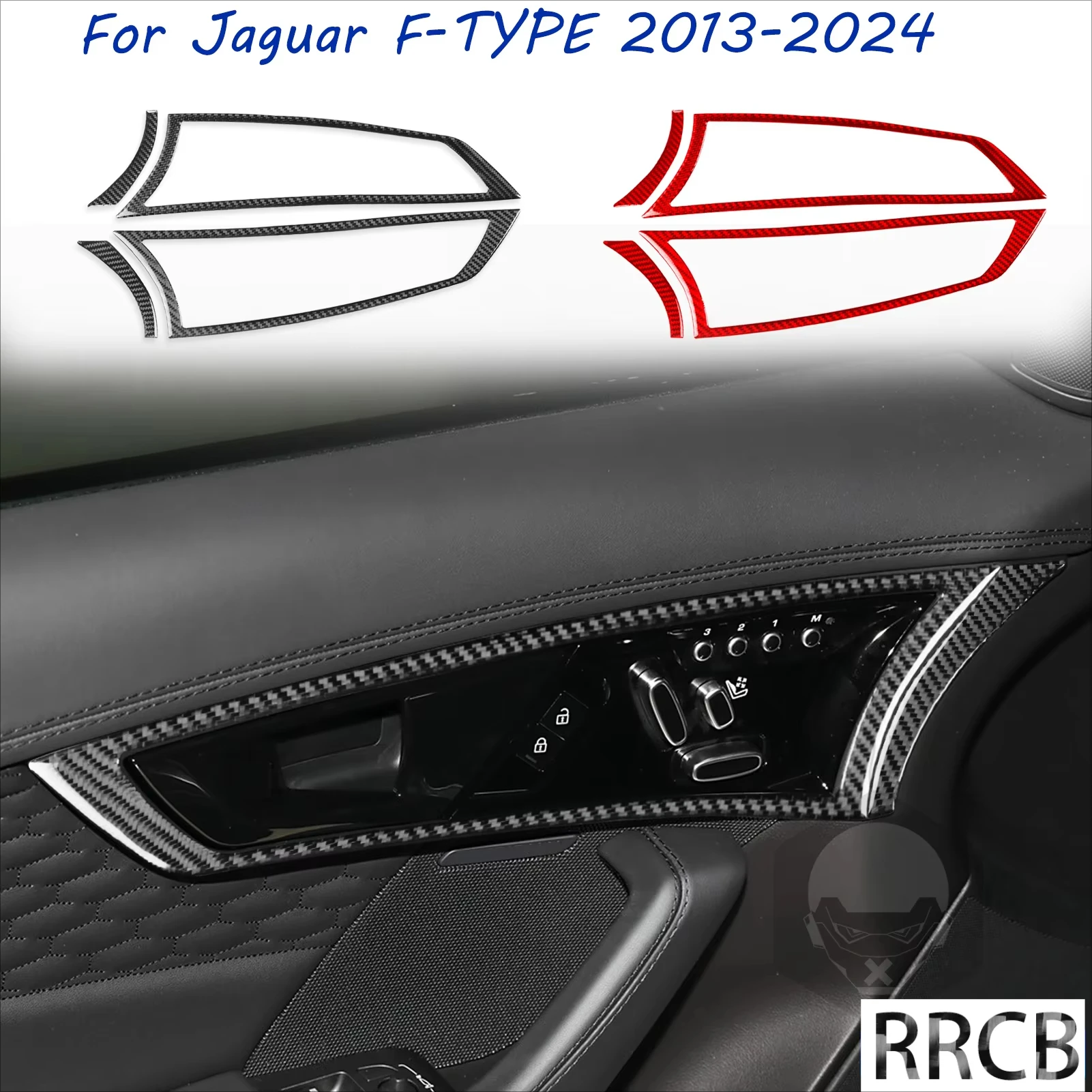 

For Jaguar F-TYPE 2013-2024 Carbon Fiber Inner Door Handle Frame Car Accessories Interior Trim Cover Tuning Decorative Stickers