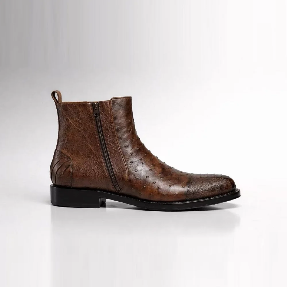 new arrival Fashion Ostrich skin causal shoes men,male Genuine leather white Boots PDD45