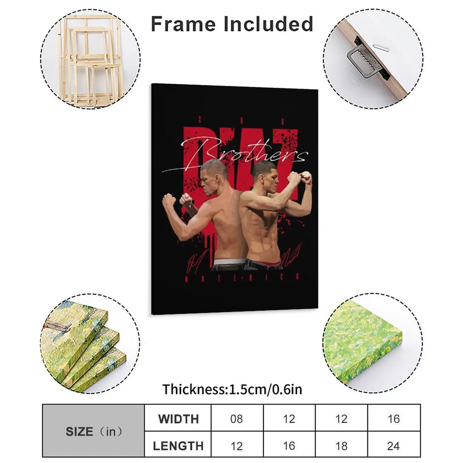 Nate Diaz X Nick Canvas Painting Wall Mural Wall Plaque Garage Garage Designing Framed Wall Painting