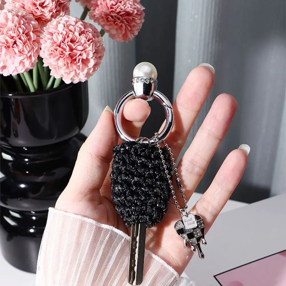 Zinc Alloy Metal Key Clip Anti-loss Anti-rust Pearl Ring Car Key Ring Temperament Durable Fashion Ring Key Chain For Women Girls