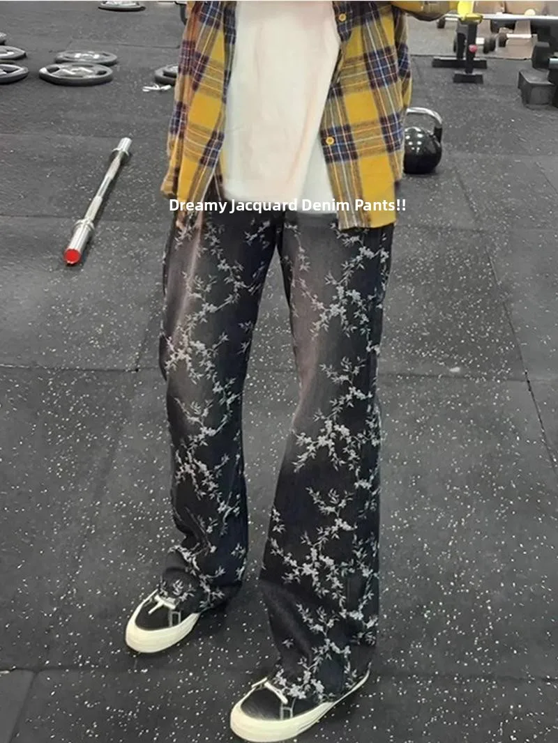 

Джинсы Cleanfit Bla Thorn с вышивкой, мужские, в американском стиле High Street, прямые, слегка расклешенные, повседневные, молодежные, осенние