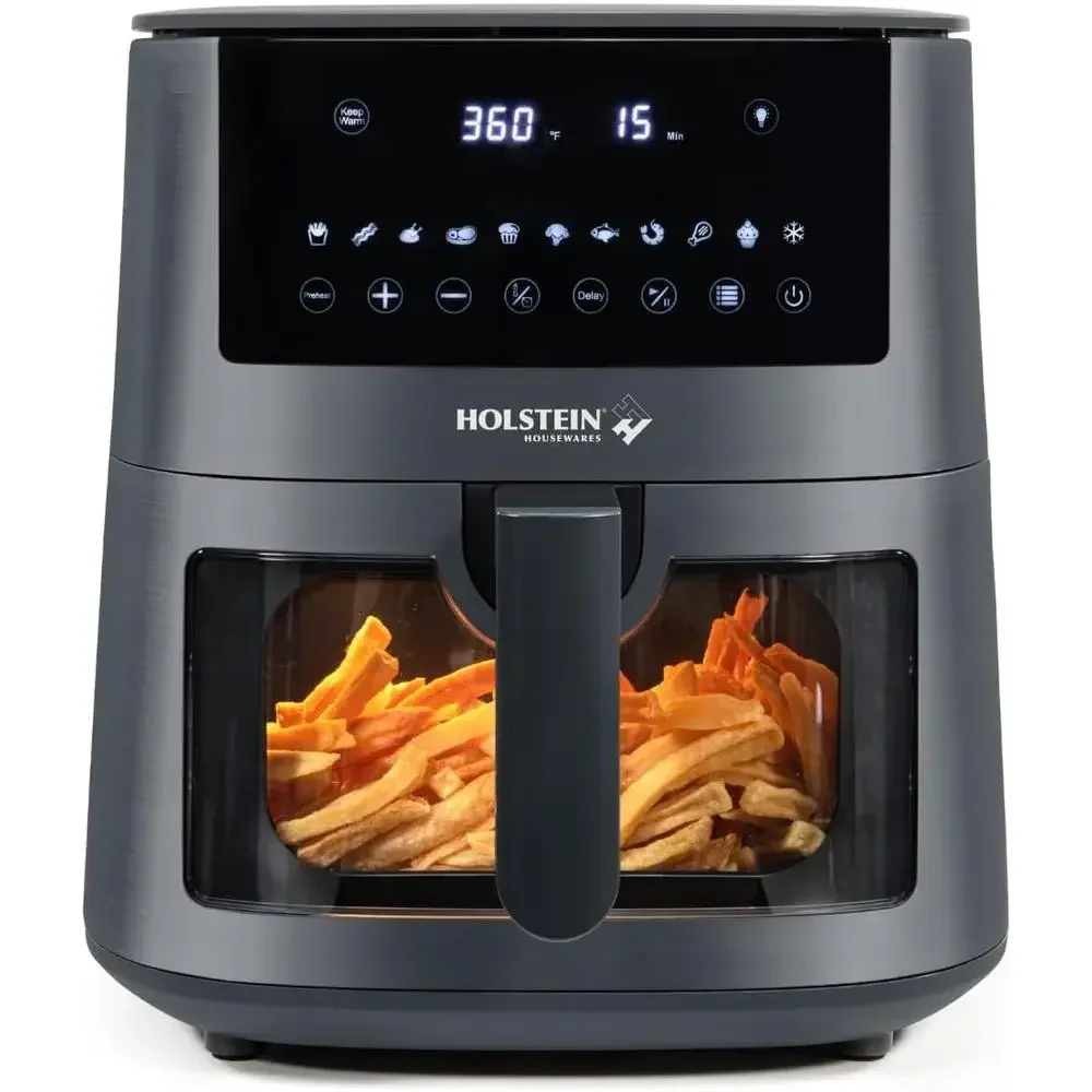 디지털 에어 프라이어 7.6QT(보기 창 포함) 7가지 사전 설정 옵션 타이머 자동 차단 논스틱 바구니 더 건강한 요리