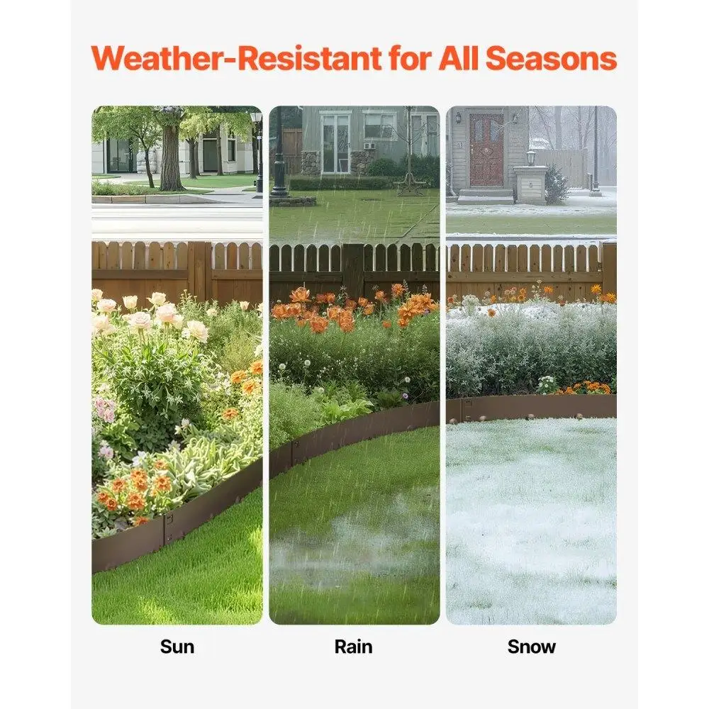 Borde de acero resistente a la oxidación para paisaje, paquete de 5 39x3 pulgadas, color marrón