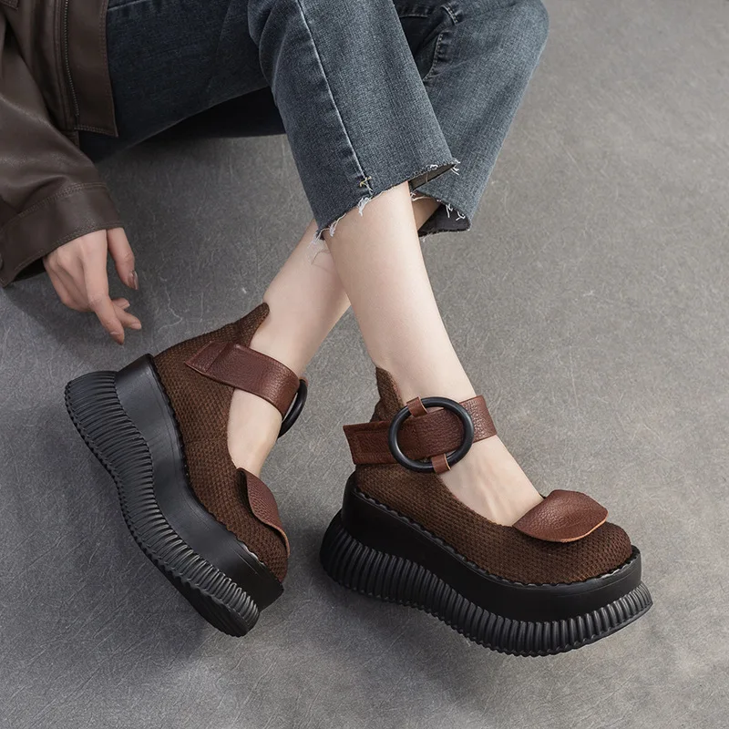 2024 Lente Nieuwe Niche Lichte Luxe Enkele Schoenen Muffin Sandalen Hoge Hak Plateauzolen Casual Damesschoenen