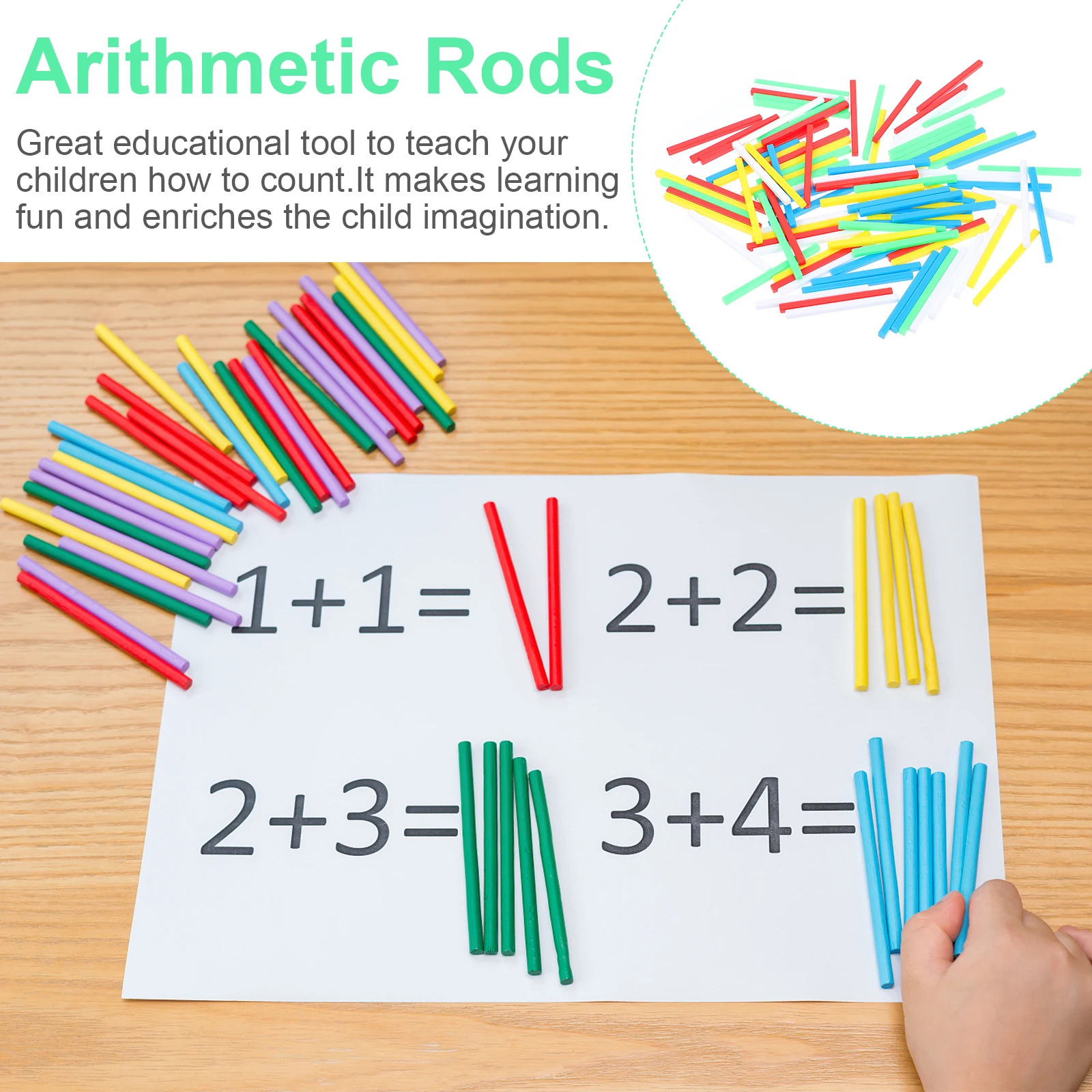 

6cm Square Counting Sticks Arithmetic Rods Colorful Math Teaching Aids Children Toys Educational PlaythingToys Montessori