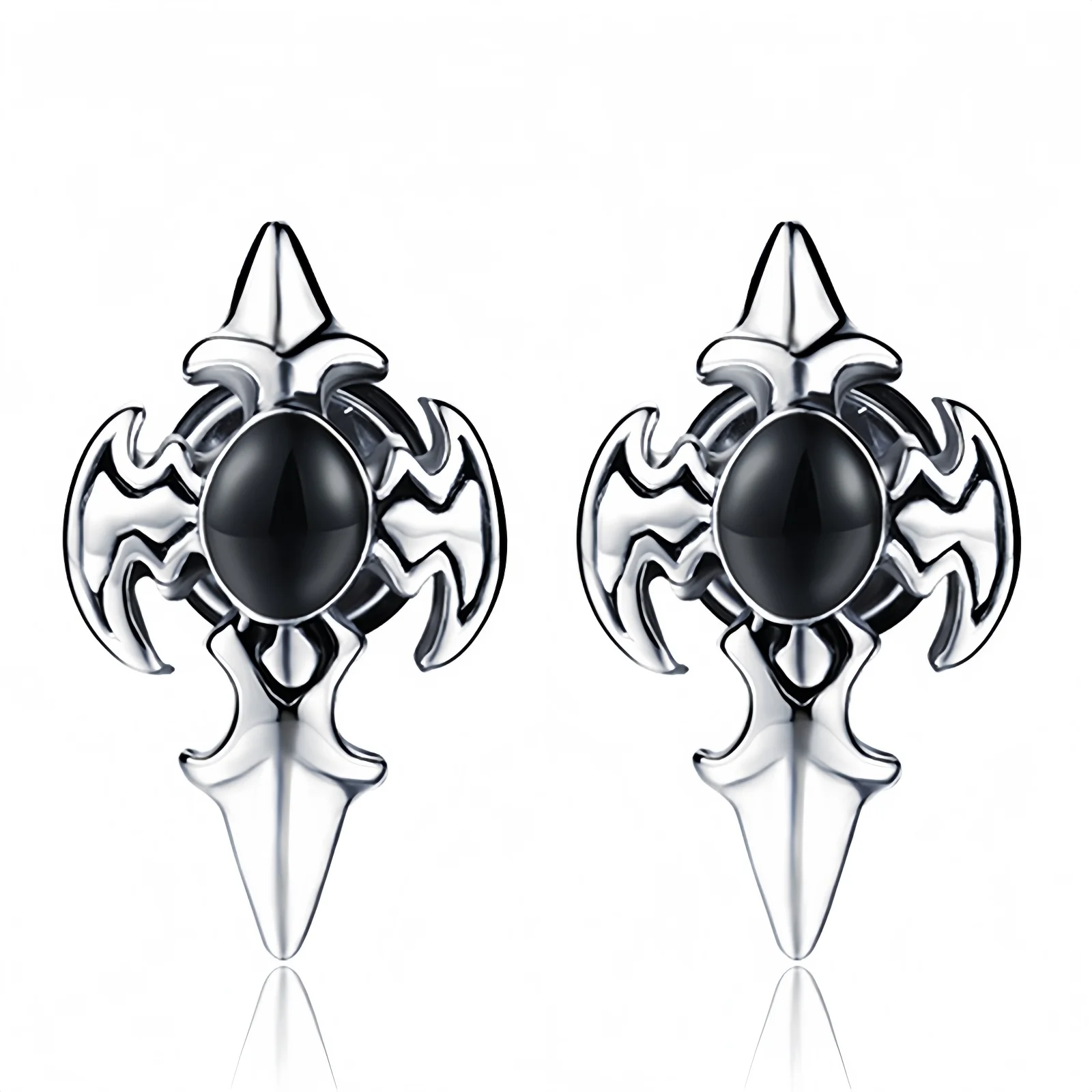 Unisex Edelstahl Vintage Gothic Punk Kubikzircon Ohrstecker für Männer Frauen Hypoallergener Chirurgenstahl Schmuck Geschenke