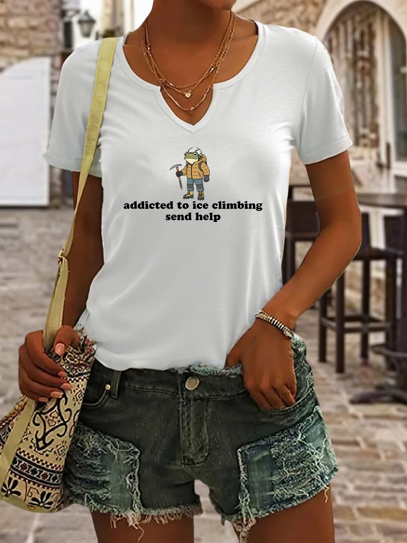 Women's Summer V-Neck Short Sleeve T-Shirt, 