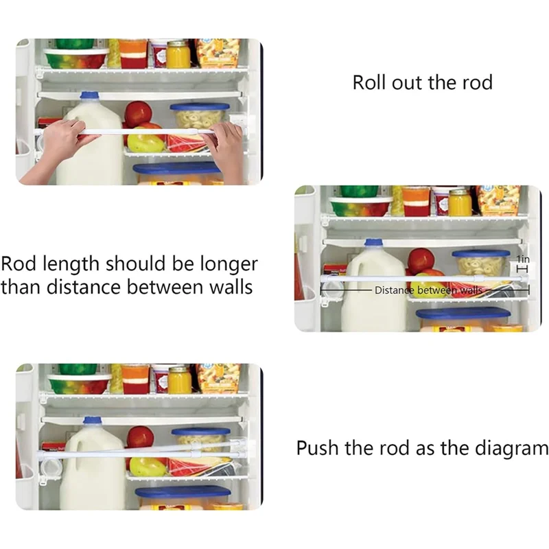 

M12K-4 шт. Нескользящий регулируемый натяжной стержень для холодильника, двойные стержни для холодильника для автофургона (1,8-27,6 дюйма)