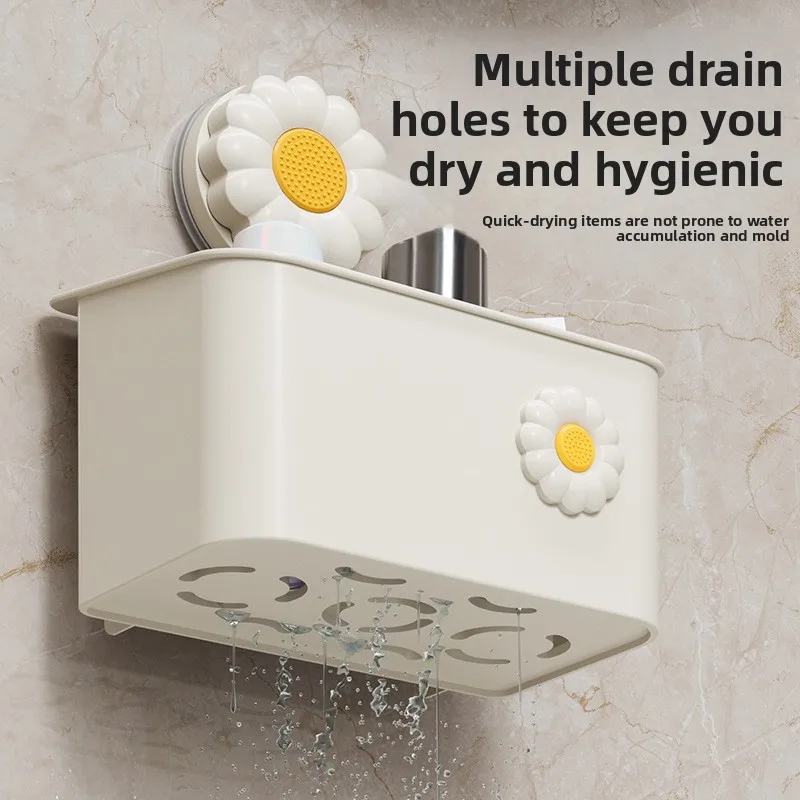 Rak Kotak Penyimpanan Kosmetik Silikon Pengisap Pengatur Bumbu Terpasang Di Dinding Tanpa Pengeboran Penyimpanan Dinding Pengatur Dapur