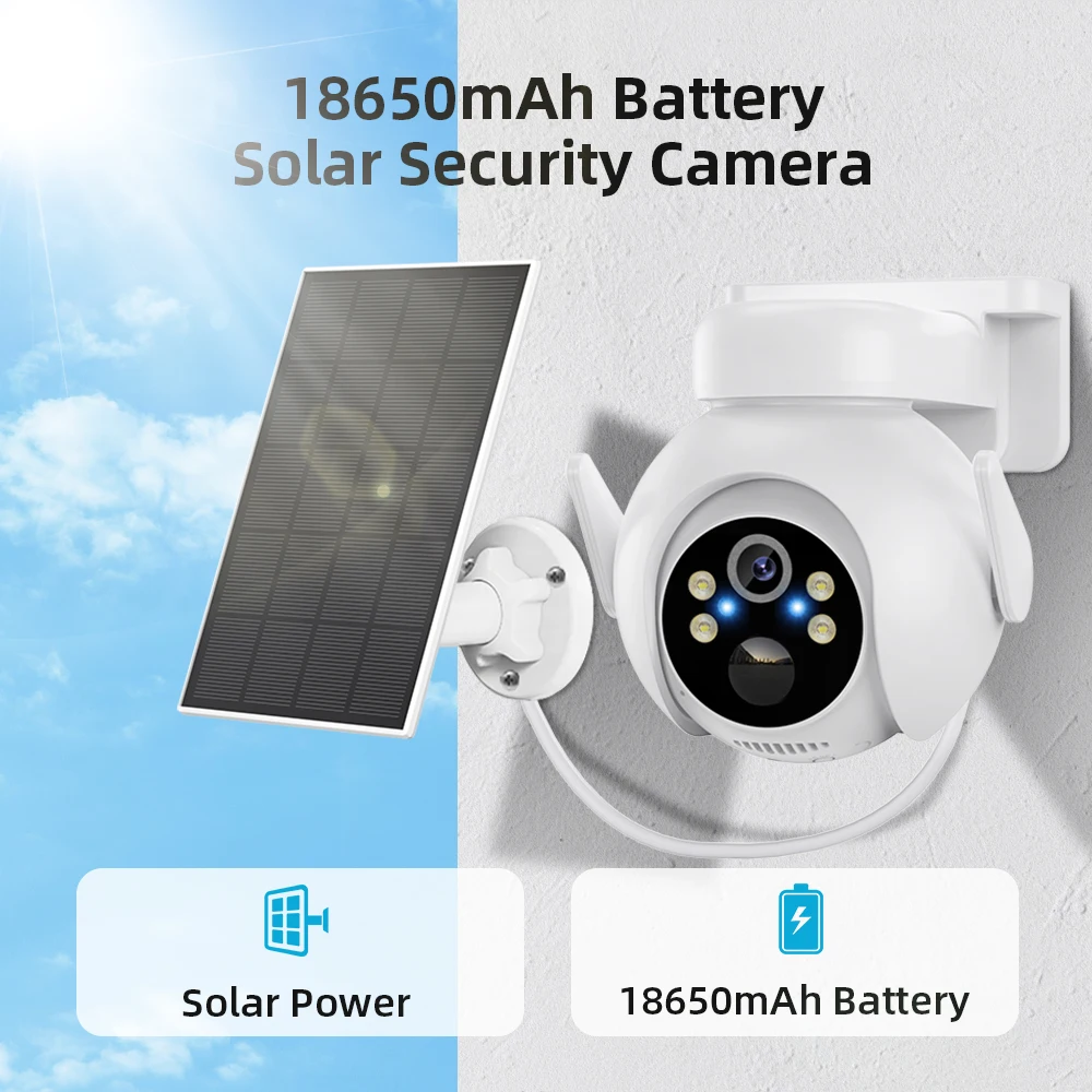 

4MP ICSEE Security Solar Camera Outdoor Wifi Dome Camera With Solar Panel Wireless IP CCTV 7800mA Rechargeable Battery