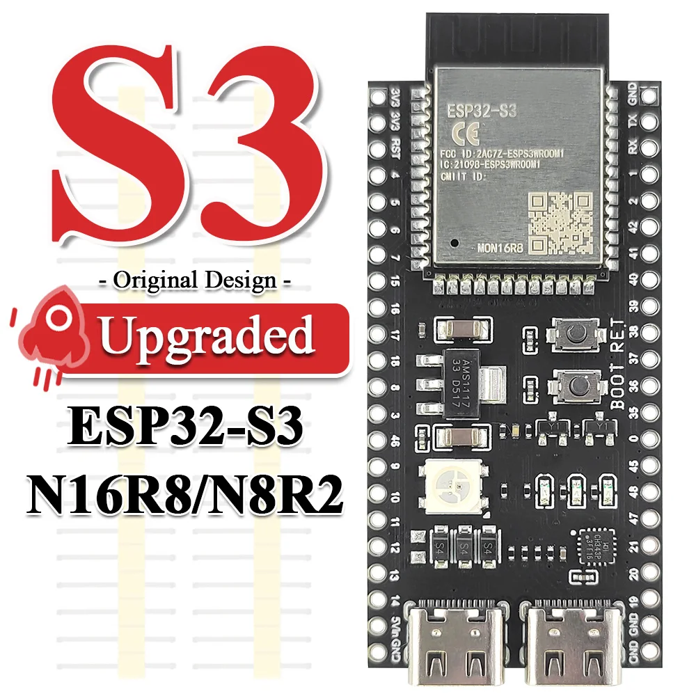 yZ[zESP32-S3 J{[h 2.4 O Wifi W[ Arduino ESP IDF ESP32-S3WROOM1 N8R2 N16R8 44Pin Type-C 8M PSRAM ESP32 S3