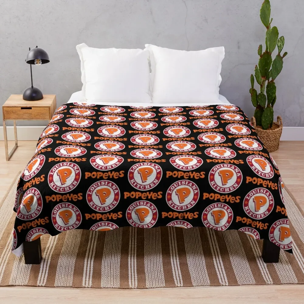 Louisiana Kitchen Popeyes Classic Logos Throw Blanket Kid'S Furry Thermals For Travel Blankets