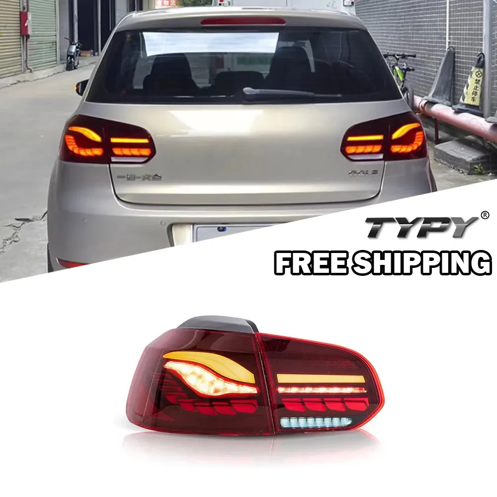 Car TailLamps For VW golf 6 mk6 R20 2008-2014 Upgrade Modified Taillights Dynamic Water Flicker Turn Signal Lamp Assembly