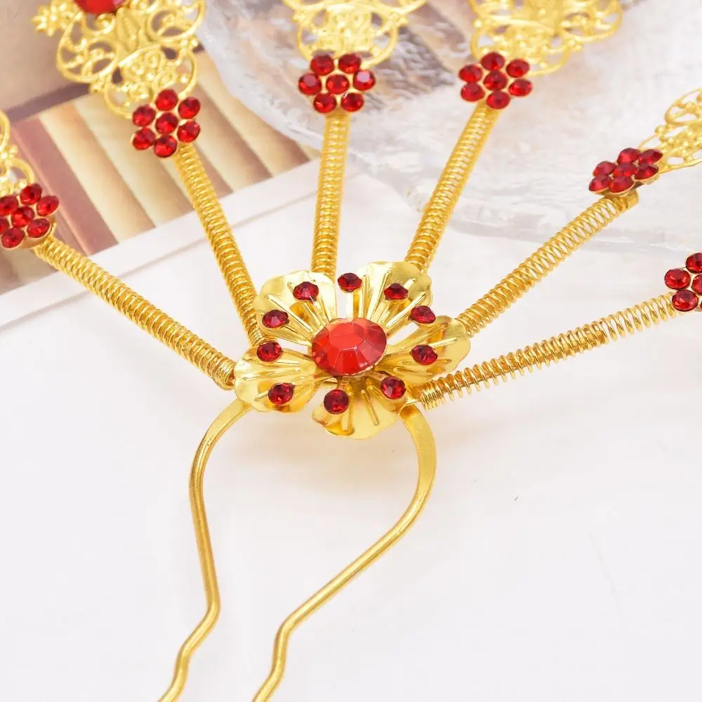 Ancient Hanfu Headwear Thai Headdress Ancient Style Headwear Leaf U Shape Hairpin Feather Flower Metal Hair Sticks Women