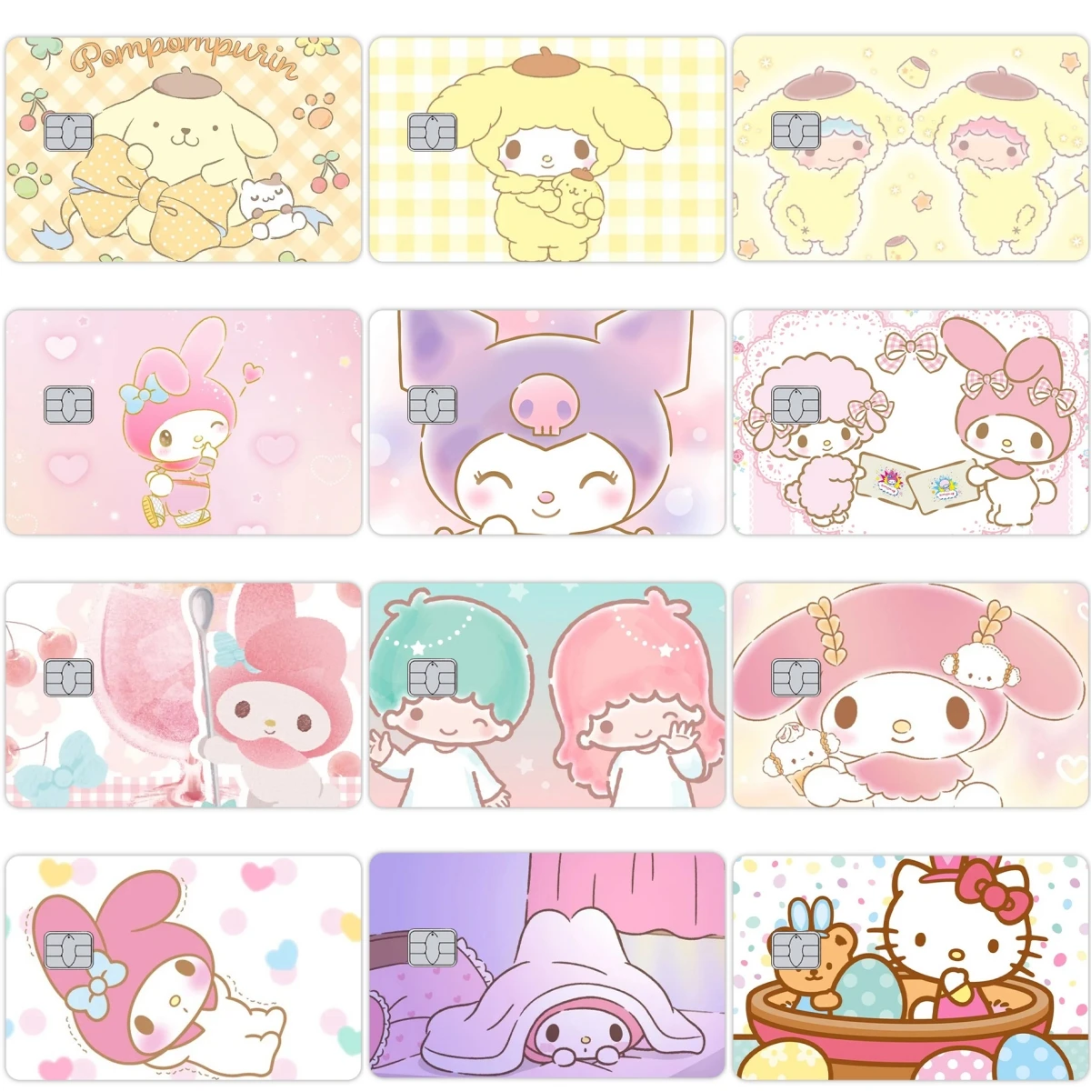 

Мультфильм Pom Pom Purin Kuromi My Melody Hangyodon аниме Kawaii кредитная дебетовая карта наклейки для девочек и мальчиков Diy Декор водонепроницаемый не выцветает