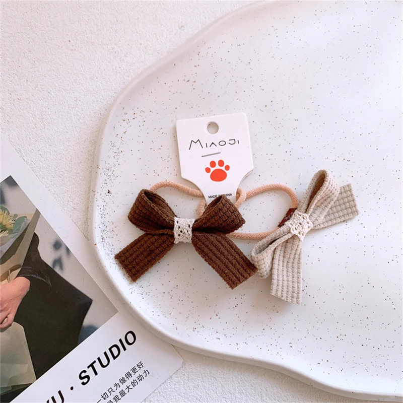 2025 Cute Dot Cloth Bow Hair Rope Ring Children Baby Girls Kids Elastic Hair Rubber Band Accessories Headdress Headwear Ornament
