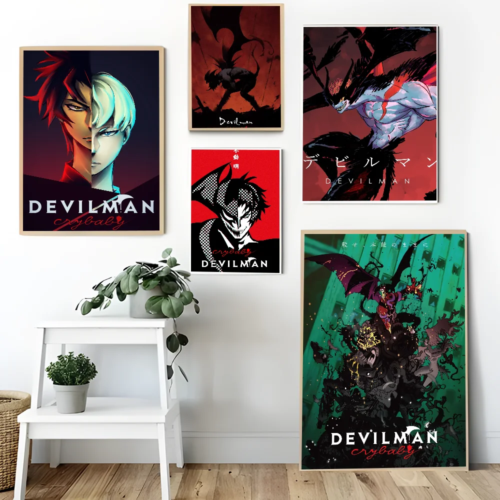 D-Devilman C-Crybaby Anime Whitepaper Poster Waterproof Paper Sticker Coffee House Bar Aesthetic Art Wall Painting