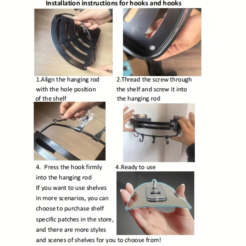 1 Stück nicht bohrendes Aluminium-Badezimmer-Aufbewahrungsregal – an der Wand montiertes Eckregal zur Aufbewahrung von Badezimmer-Shampoo-Duschgel-Kosmetik – Detail 19