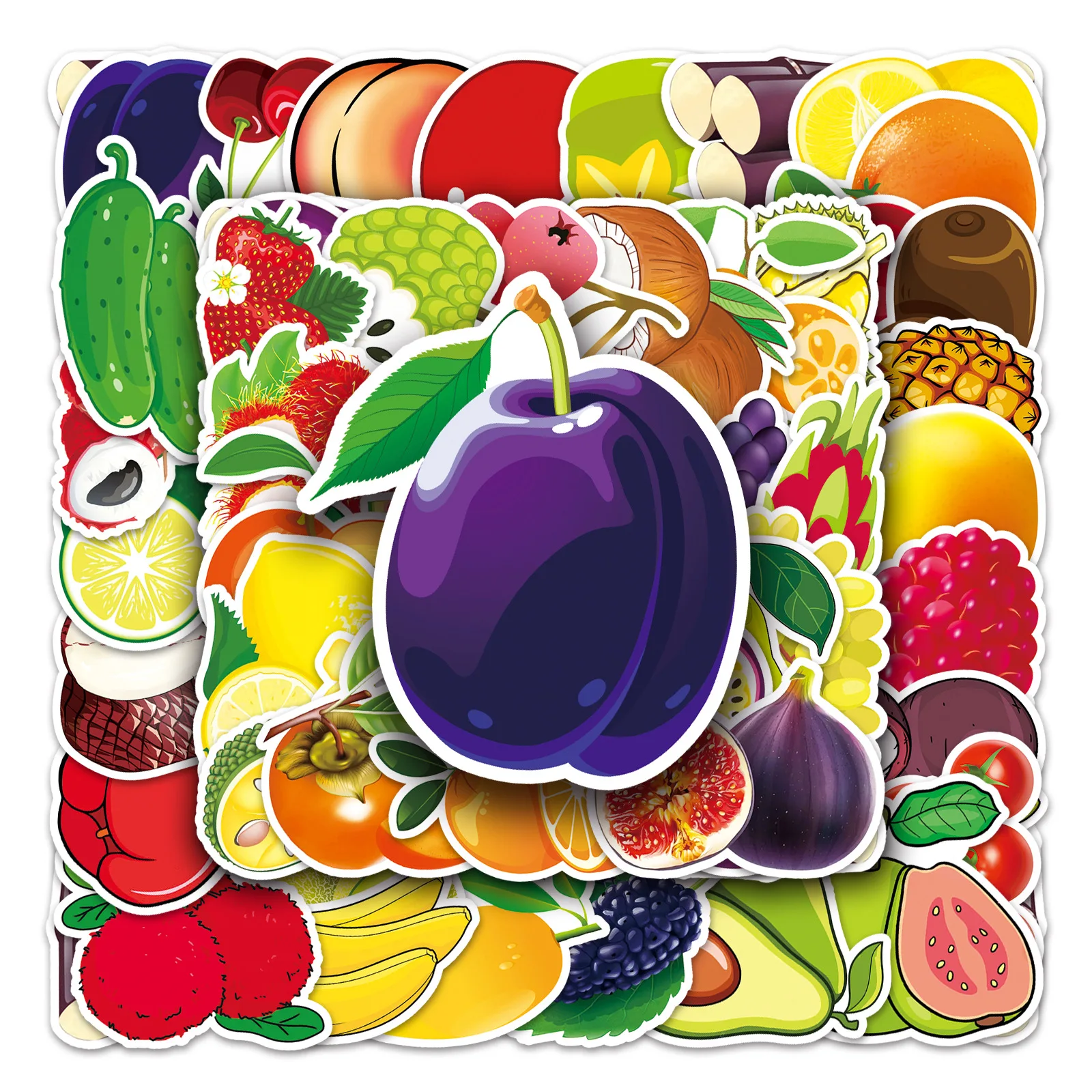 

50Pcs Cartoon Fruit Series Graffiti Stickers Suitable for Laptop Helmets Desktop Decoration DIY Stickers Toys Wholesale