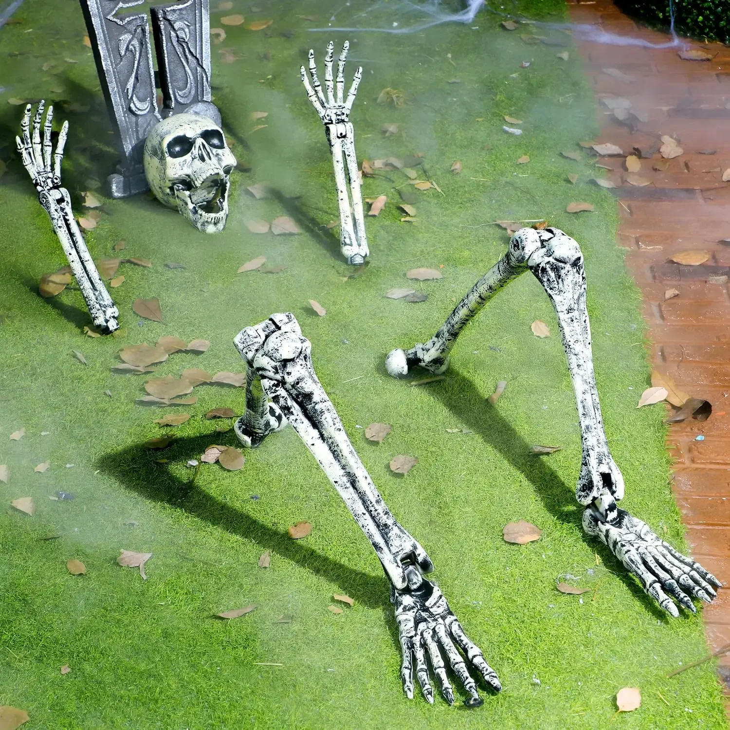 Halloween Skeleton Decorations Outdoor, Life Size Skeleton Yard Stakes, Groundbreaker Skulls Decor for Graveyard Yard Lawn