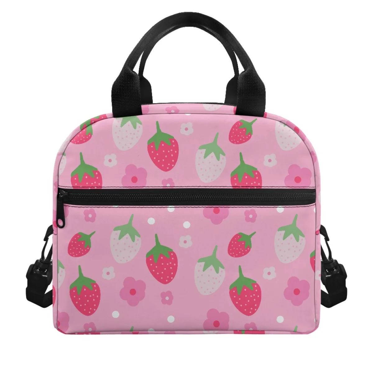 

FORUDESIGNS Cartoon Strawberry Print Thermal Children's School Lunch Box Practical Warm Lunch Box for Kids Bolsa Termica Porta