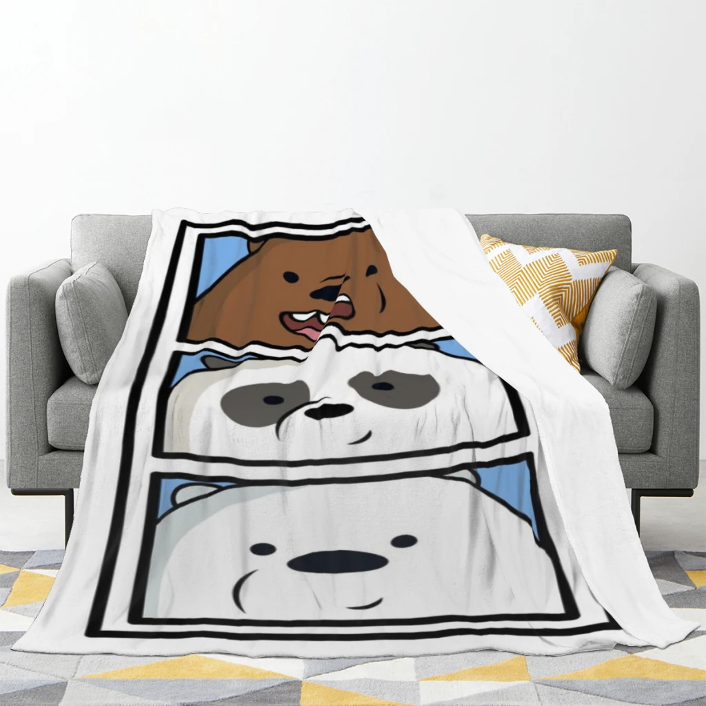 We Bare Bears Medium Blanket Soft comforter sets throw for Couch Warm Flannel Blankets Bedroom Décor