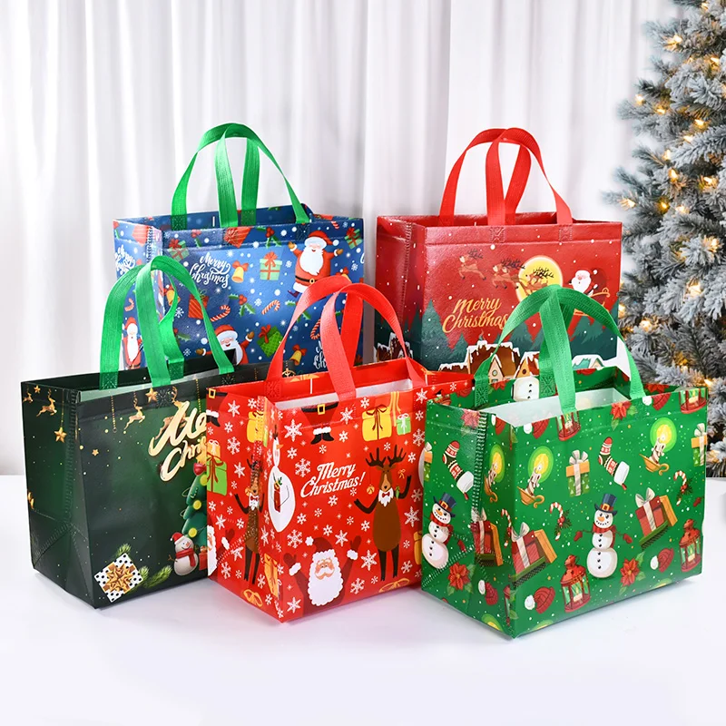 Weihnachts-Einkaufstasche mit Griffen, Weihnachtsmann, Schneemann, Süßigkeiten, Geschenkverpackung, Tasche, Frohe Weihnachten, Neujahr, Party, Dekoration, Noel-Einkaufstasche – Detail 19