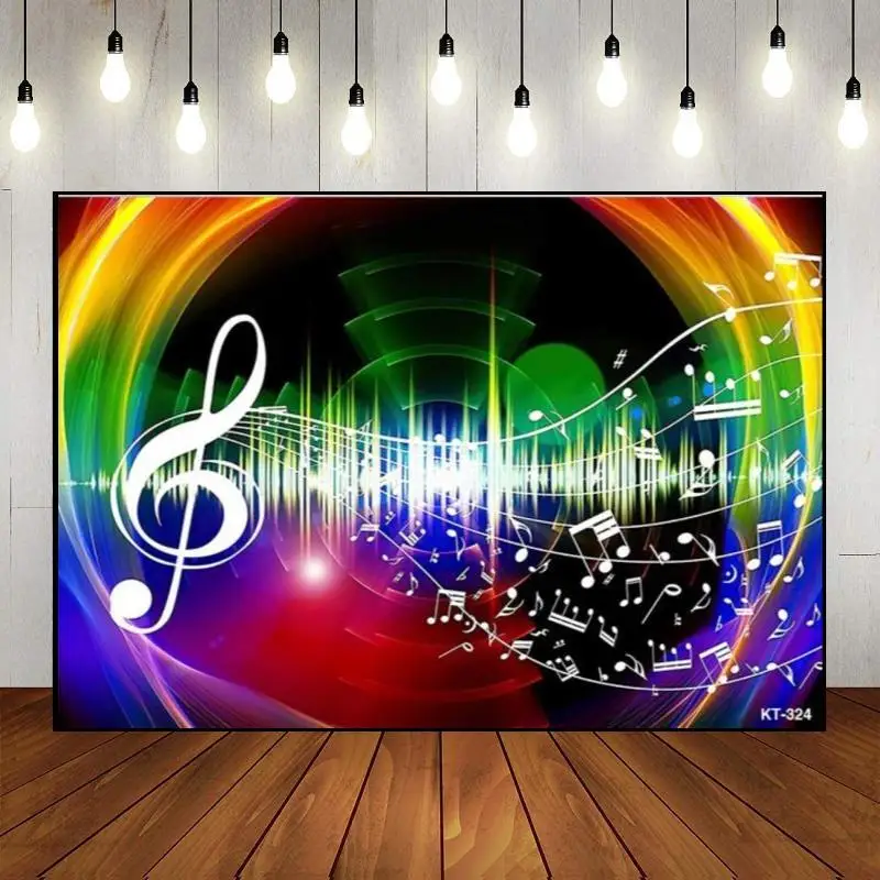 

Photography Backdrop Melody Dynamic Tik Custom Pop Music Theme Banner Party Wall Happy Birthday Decoration Background Neon Photo