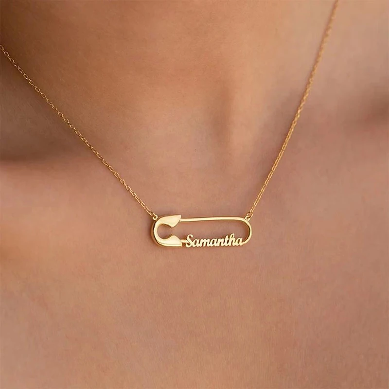 New Personalized Paperclip Pendant Customized Name Necklace Stainless Steel Jewelry for Women Girl Gift Luxurious Clavicle Chain