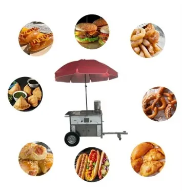 Mobile hot dog cart/stainless steel dining cart/snack cart