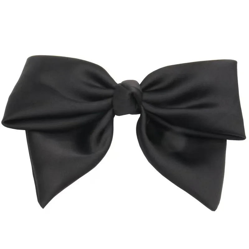 New Minimalist Style Solid Color Hair Clips Women Fashion Silk Black Hair Bows Clip Hairpin Girl Headwear Hair Accessoires Gifts