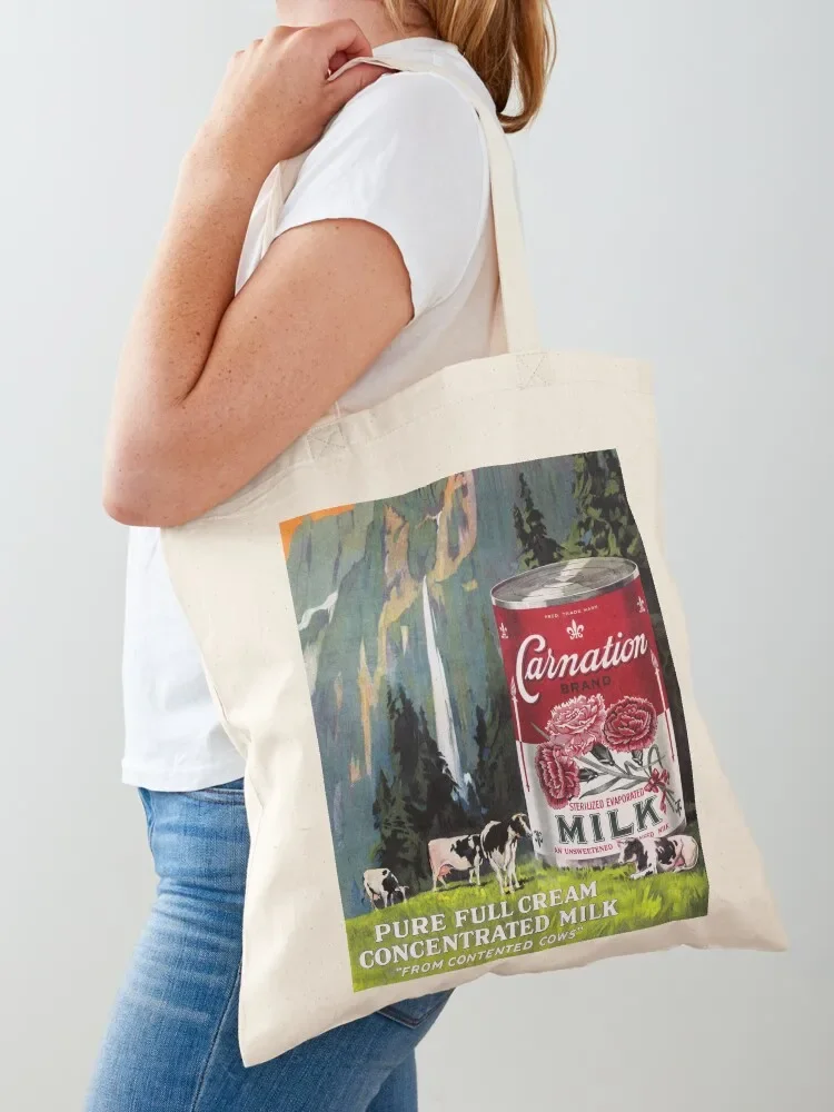 CARNATION Full Cream Evaporated Milk Vintage Food Advertisement Art Tote Bag Big bag women shopper bags Tote Bag