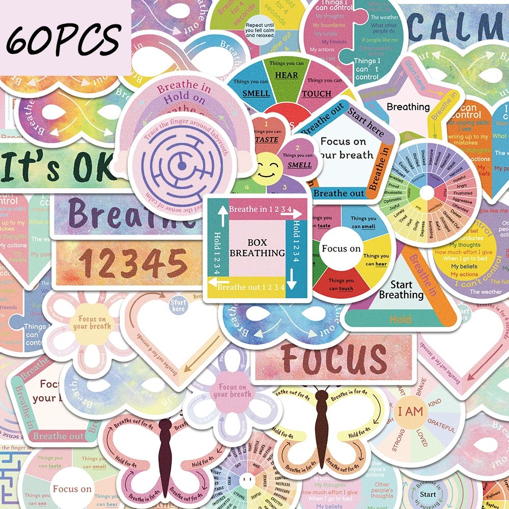 60pcs calming sensory graffiti stickers, decorate envelopes, mobile phones, helmets, gift boxes, waterproof stickers