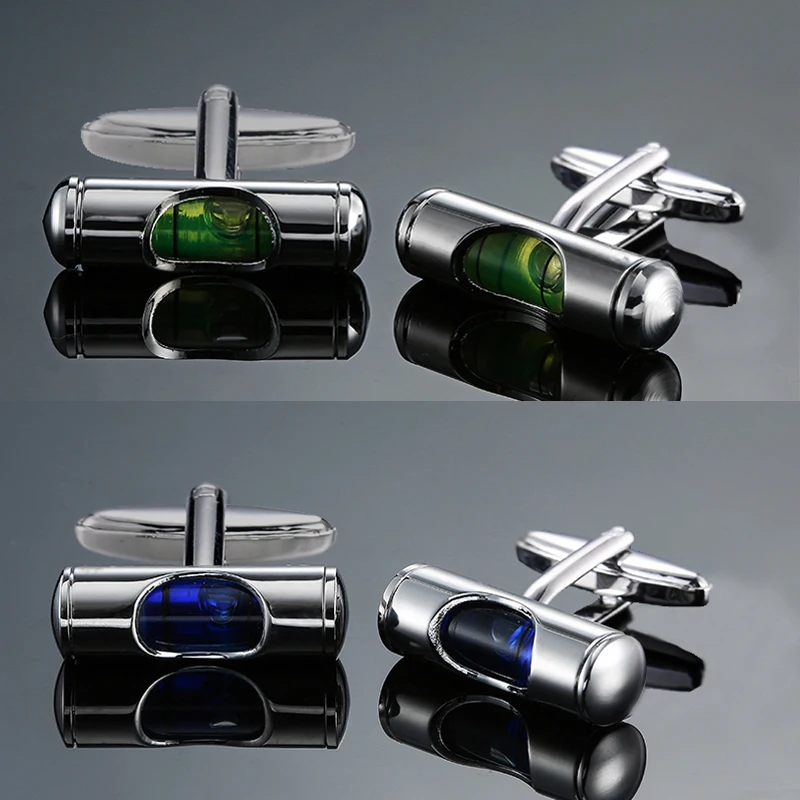 Men's French shirt cufflinks, copper cylindrical spirit level cufflinks fashionable clothing accessories wholesale