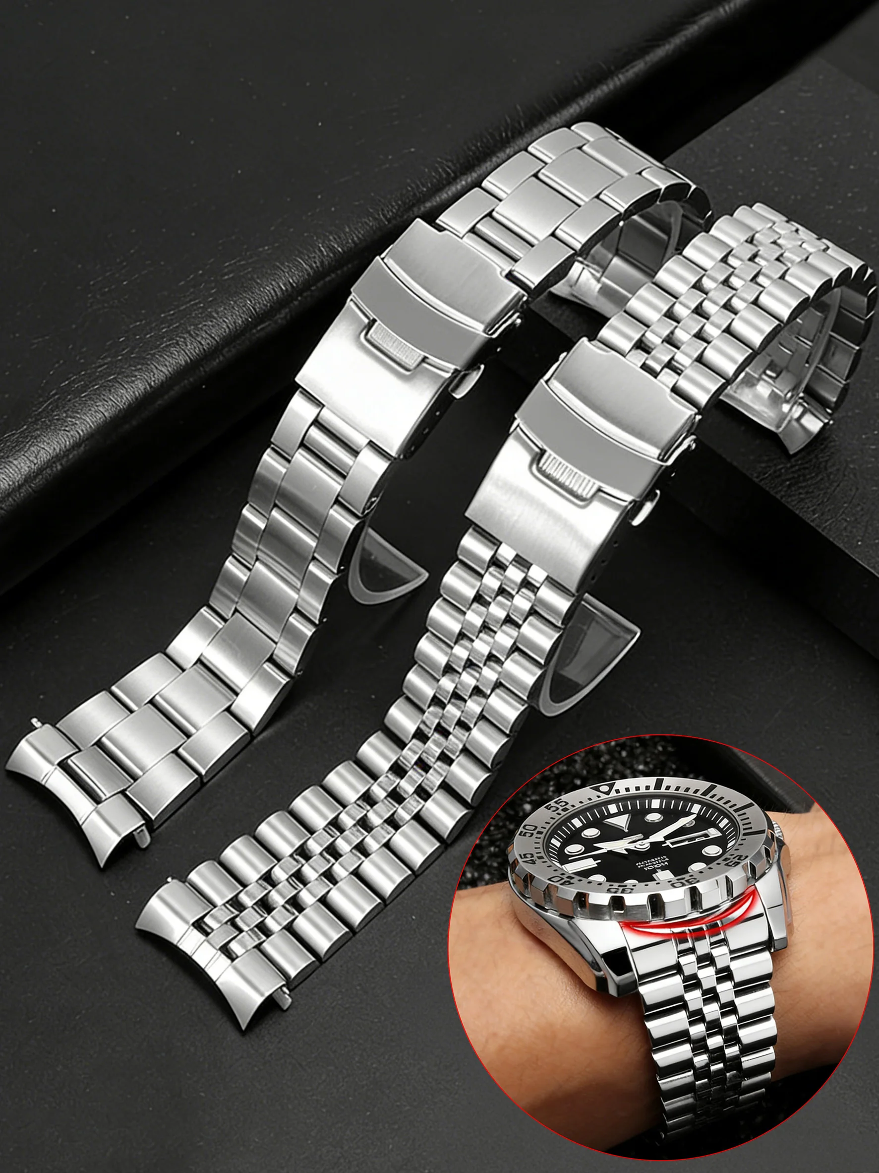 20mm 22mm for Seiko SKX005 SKX007 SKX009 Solid Stainless Steel Watch Band Men Women Metal Curved End Diving Sport Strap Bracelet