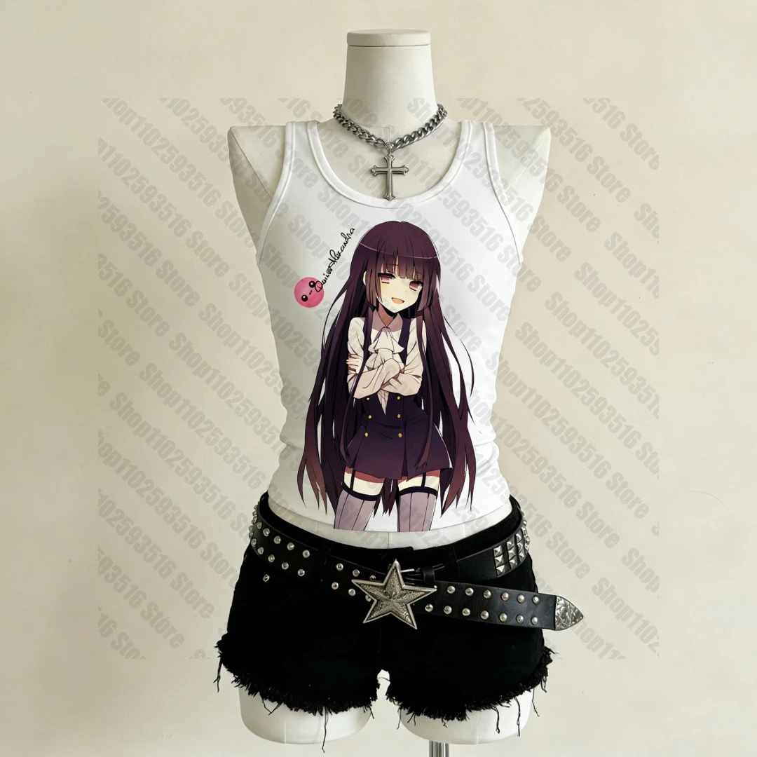 

Женские топы-кроп-топы Y2K с бретелями, эстетика Shoujo Girl, готическая одежда, майки и танки, эмо-стиль