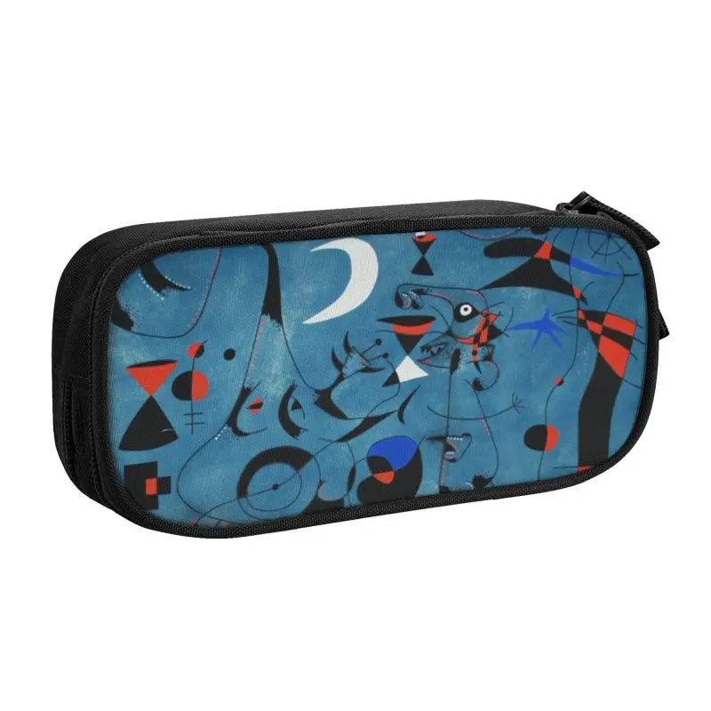 Custom Joan Miro Painting Kawaii Pencil Case Girl Boy Large Capacity Moon Paint Simple Abstract Pencil Box Student School