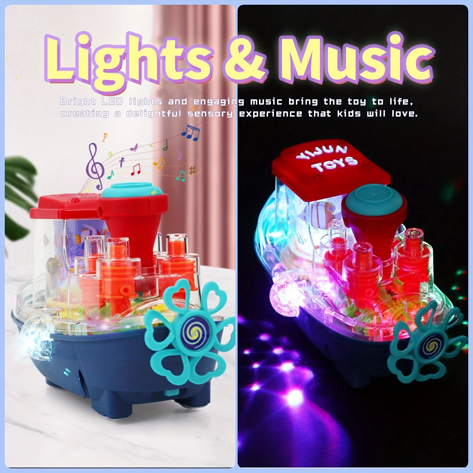 لعبة القارب الحسي التفاعلية للأطفال الصغار 2+ - موضوع تحت الماء مع الأسماك والشعاب المرجانية والموسيقى والتحفيز الحسي #3