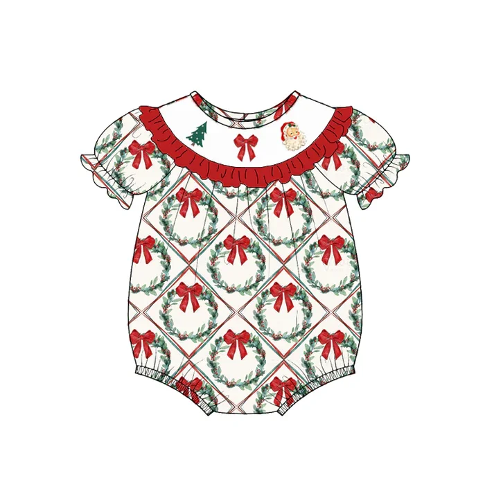 Wholesale Christmas Sibling Clothes Boy Long-Sleeve Set Green Red Plaid Infant Girl Dress Romper Christmas Tree Print Boutique C