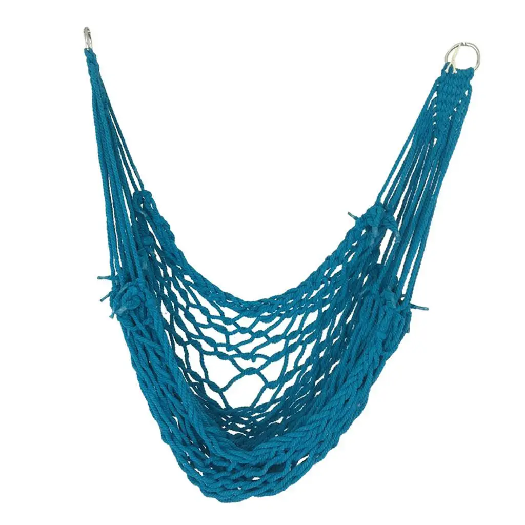 Outdoor Travel Garden Hammock Cotton Mesh Hanging Chair Compact Foldable for Beach Yard Balcony Rest