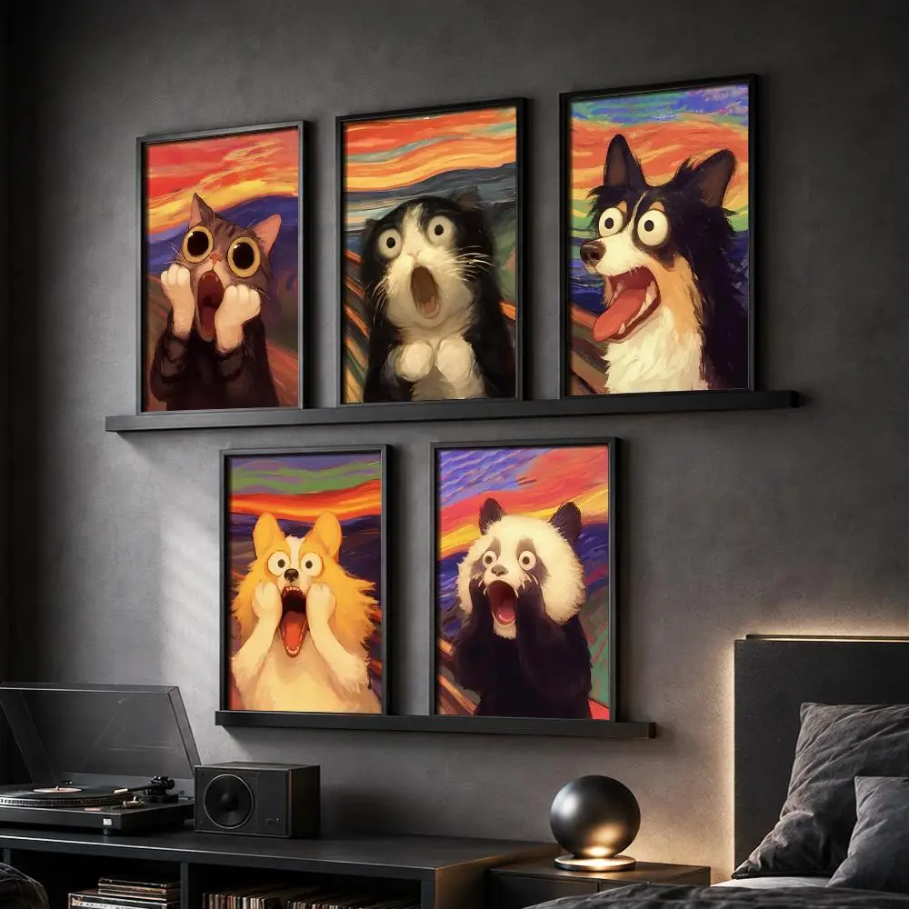 Shout Art Funny Animals Painting Calligraphy Canvas Poster Hallway Bedroom Living Room Home Bar Decoration Interior Wall