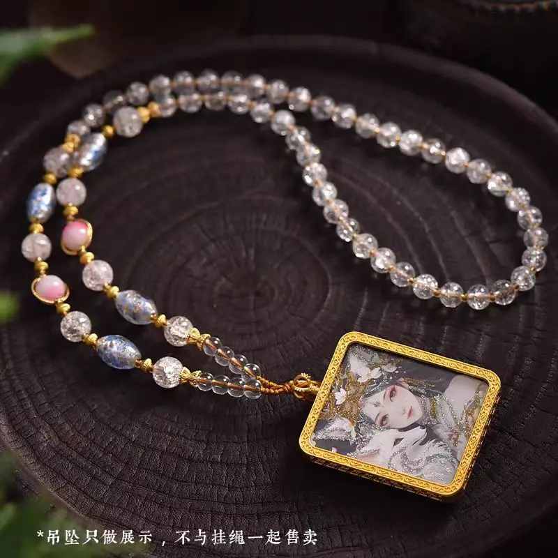 جديد النمط الصيني بوذا العلامة التجارية انفجرت كريستال سلسلة من الخرز Tangka قلادة Gawu صندوق Wuye Zhakiram قلادة سترة محظوظ مجوهرات