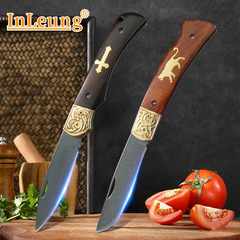 Edelstahl Klappmesser mit Holzgriff Haushaltsmesser Küchenmesser Obstschneidemesser Taschenmesser Mehrzweck-Kochmesser