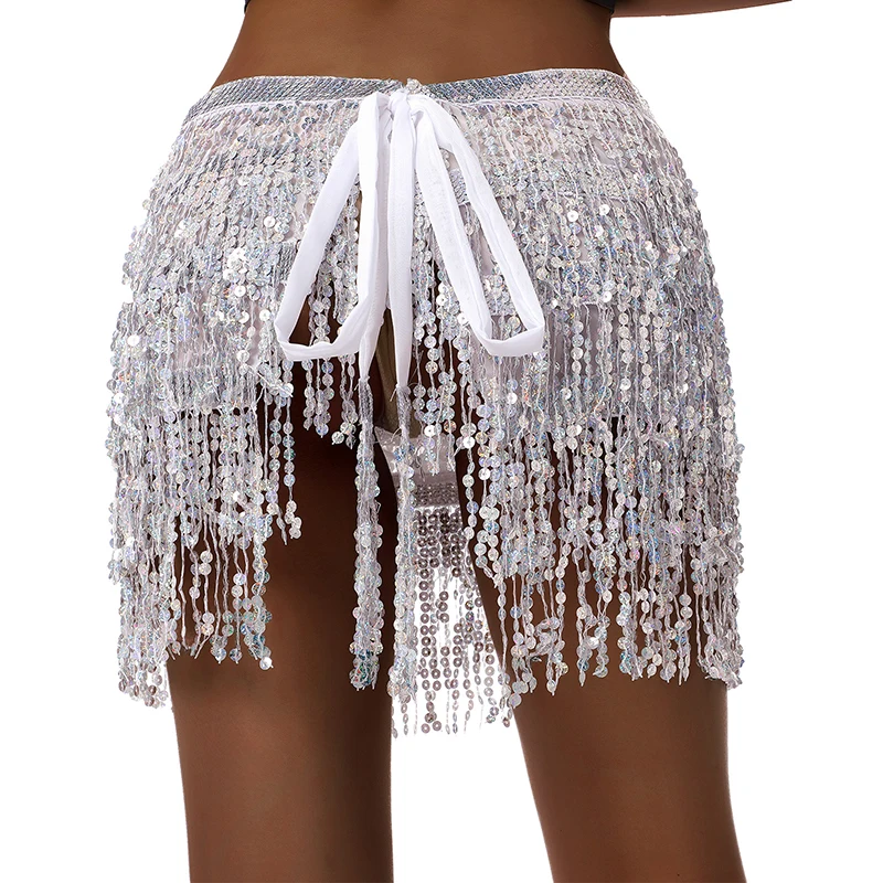 Kayotuas-Falda de tubo para mujer, ropa de calle Sexy con lentejuelas brillantes, borla de baile, Color sólido, brillante, para club nocturno y fiesta de verano