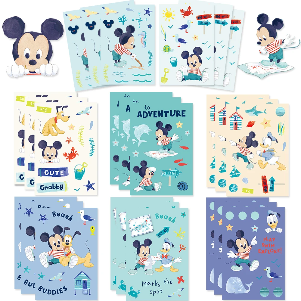 

8/16sheets Disney Mickey Make a Face Puzzle Stickers Make Your Own DIY Game Decals Children Assembly Jigsaw Decal Kid Party Gift