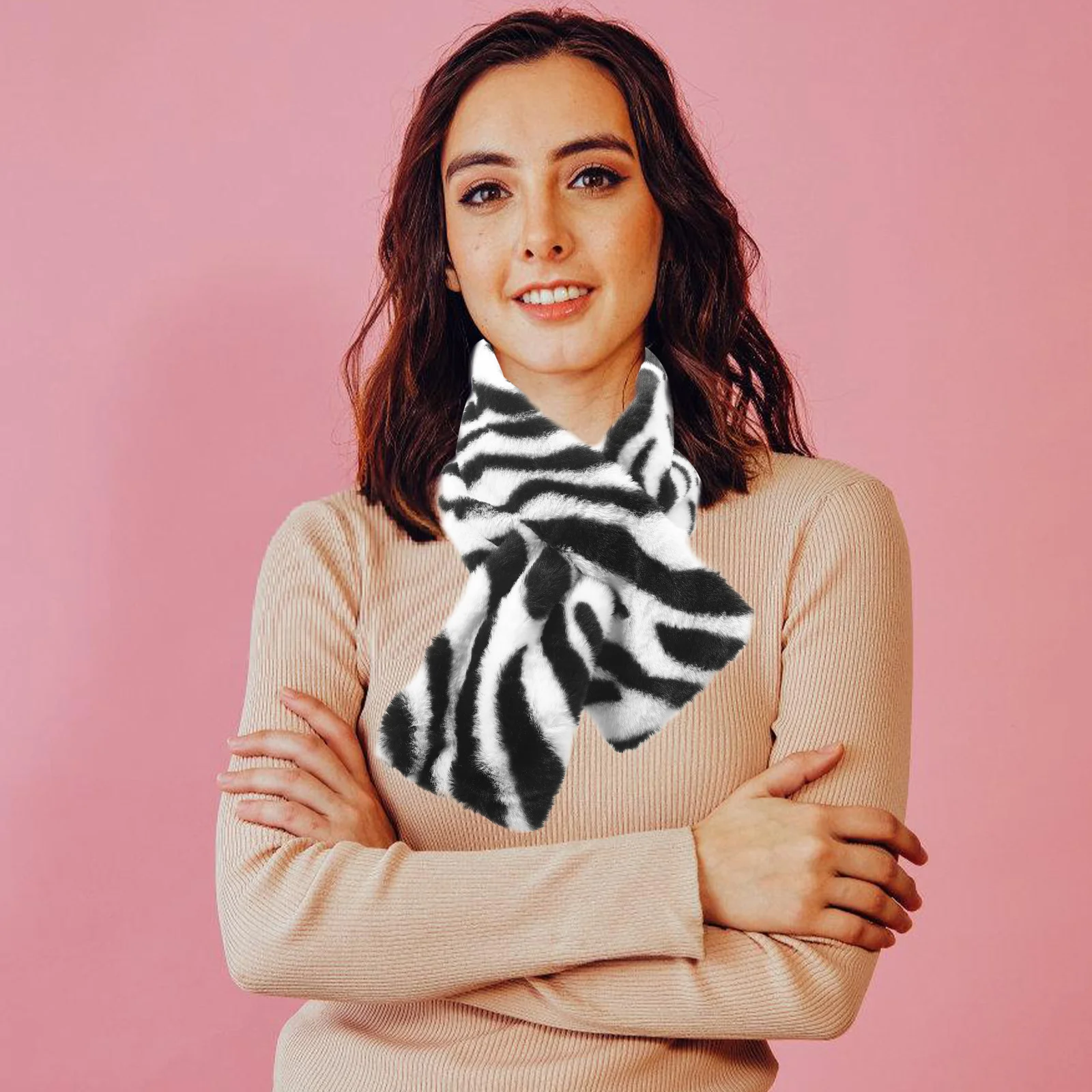 

Striped Scarf Women Winter Warm Scarves Non-Shedding Durable Versatile Elegant Wrap Cold Weather Long Lasting Soft Touch Autumn