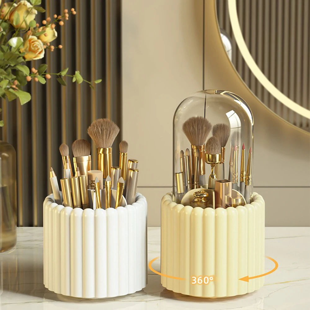Creative 360 Rotating Pen Holder Desktop Organizer Multi Grid Makeup Brush Holder Stationery Cute Student Pencilcase