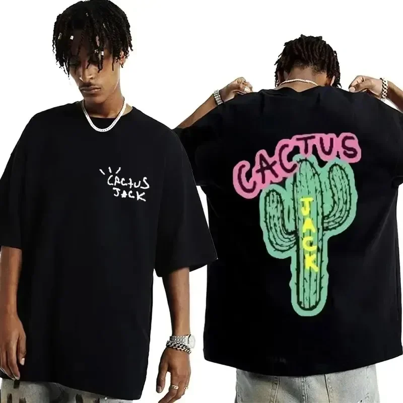 New Brand Cactus Jack Letter Print T-Shirt Hip Hop Streetwear Cactus Jack T Shirt Men Women Swag 100% Cotton Tee Tops