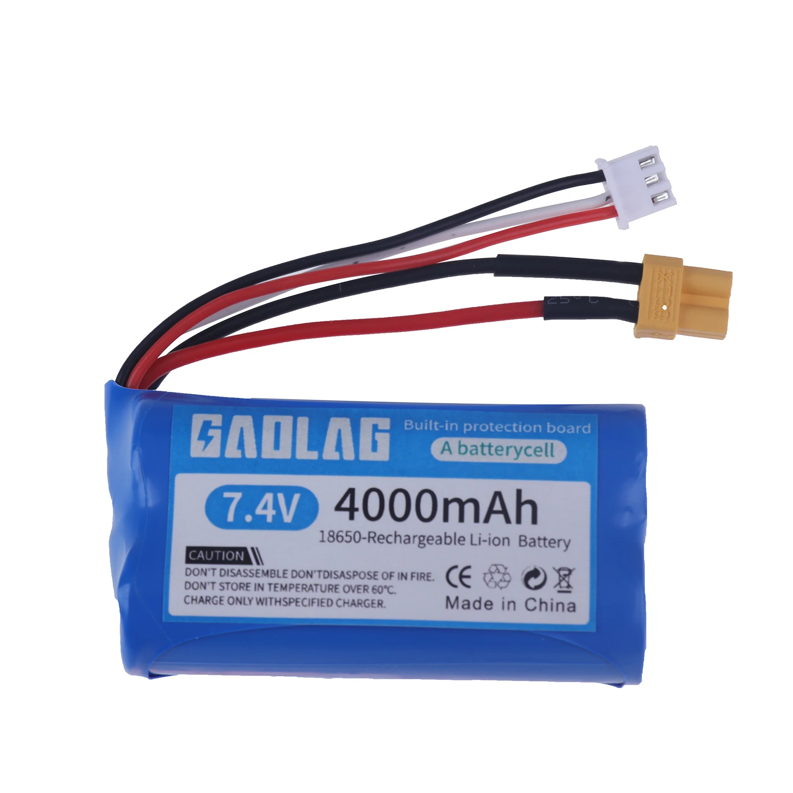 7.4V 4000mAh Lipo Battery XT30 plug for HUINA 1580 1583 580 550 582 accessory 7.4V high capacity battery for car image 4