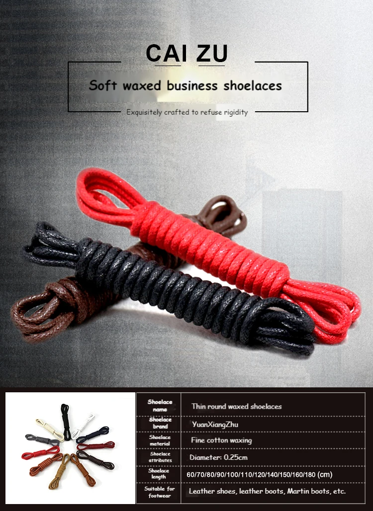 1 Pair Cotton Waxed Round Shoelaces Classic Waterproof Shoe Laces for Oxford Shoes Leather Boots Dress Shoes Men Women Formal
